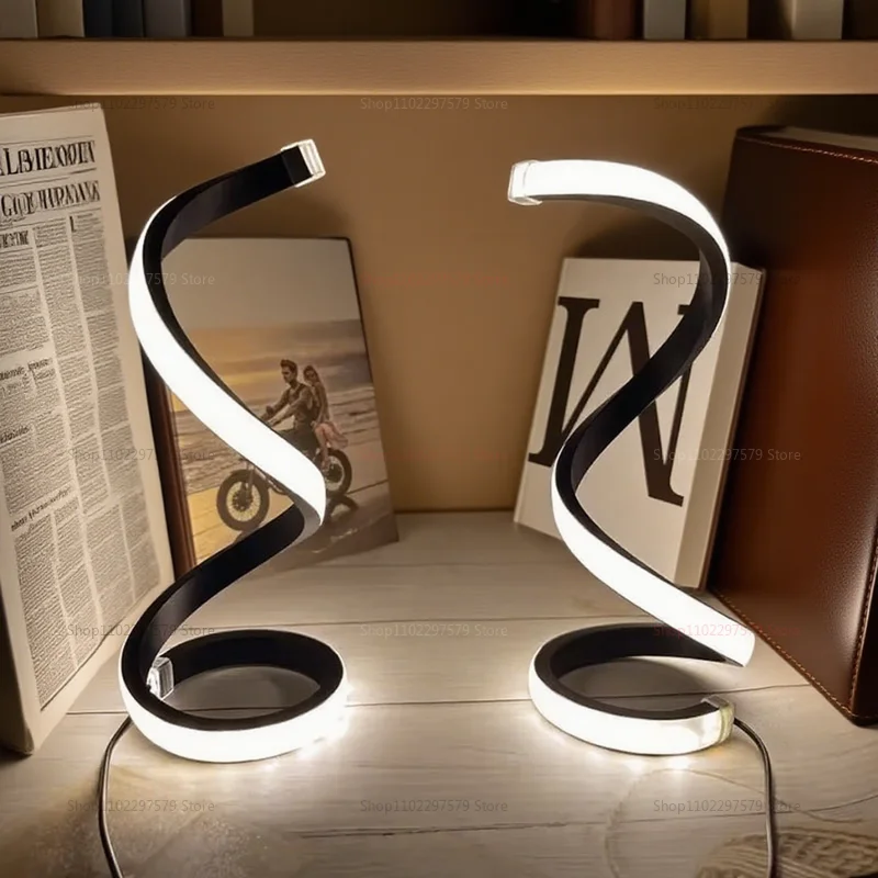 مصباح مكتبي حلزوني بإضاءة ليلية LED قابل للتعديل لتزيين غرفة النوم وغرفة المعيشة وإضاءة مضيئة صديقة للبيئة