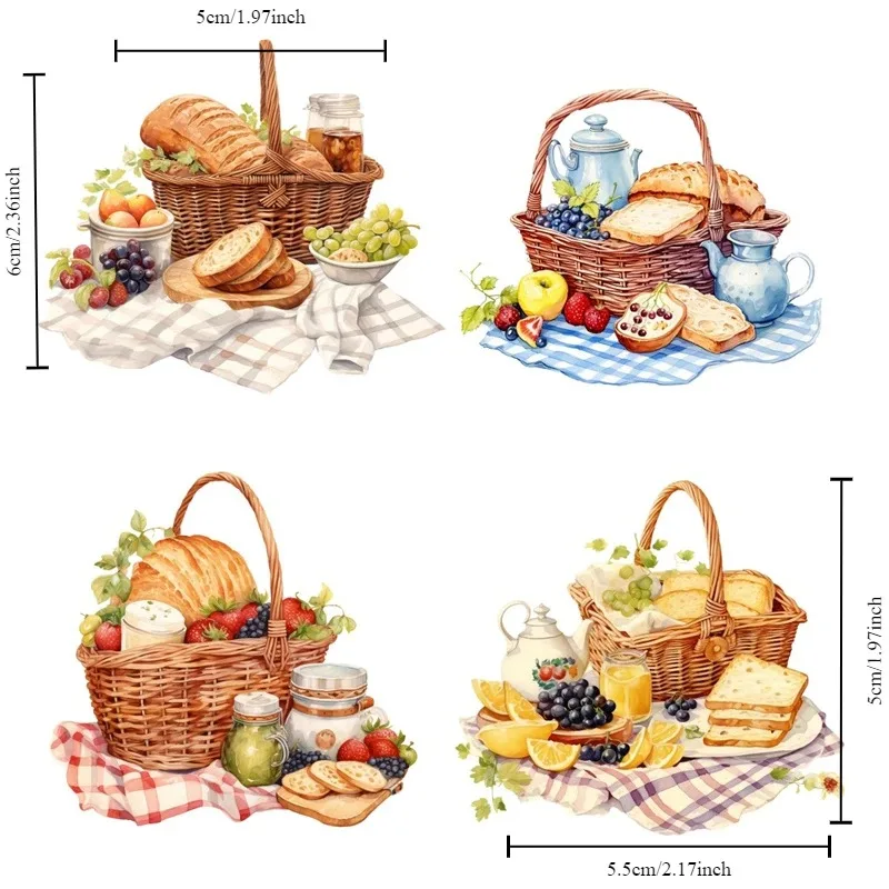 Watercolor Picnic Food Basket Bread Fruit Stickers Crafts And Scrapbooking stickers book Decorative DIY Stationery  waterproof