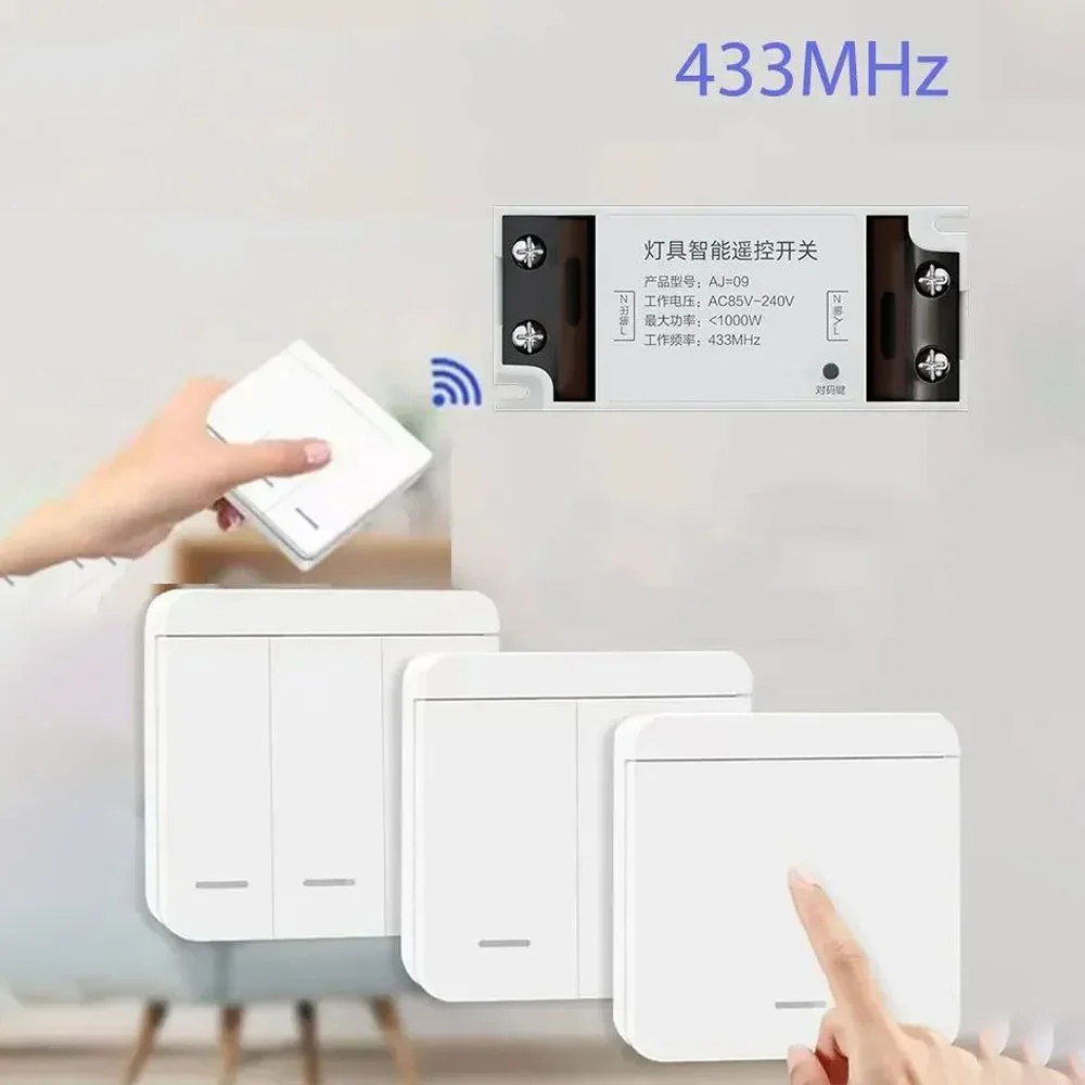 1/2/3 Gang Wireless Switch 433Mhz Movable Wall Panel Switch RF Wall Light Switch 30A Remote Control Relay Controller For Lamp