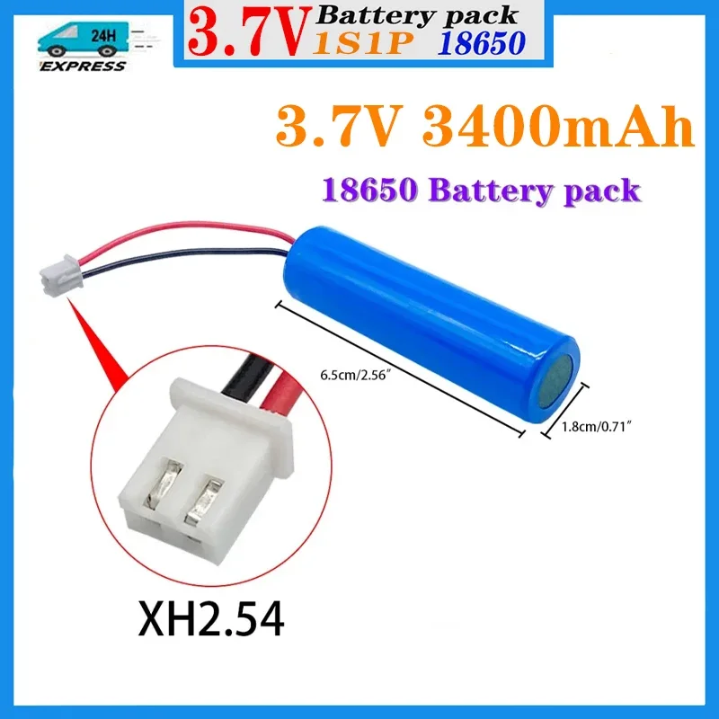 NEW Lithium Ion Rechargeable Battery 3.7V 3400mAh 18650, with Emergency Lighting Replacement Socket XH2.54 Cable