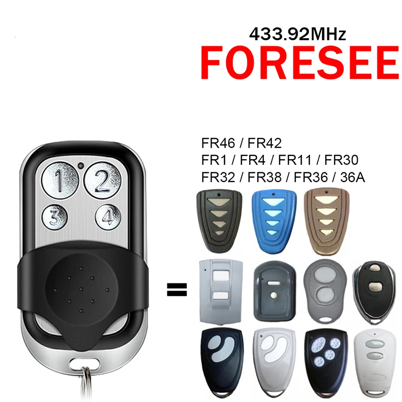 

FORESEE FR46 FR42 FR38 FR36A FR36 FR32 FR30 FR11 FR4 FR1 Remote Control Garage Door Opener 433.92MHz Gate Control Transmitter