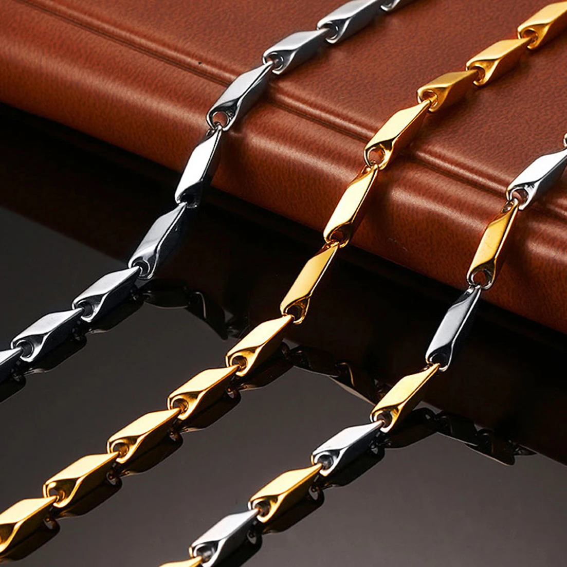 New Arrival 1/2/3/4mm Wide Men Women Jewelry Gold/Silver Color Polished Stainless Steel Stick Chain Necklace Jewelry