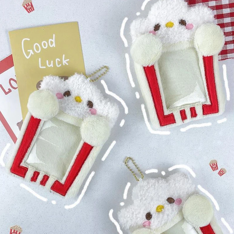 

Soft Popcorn Plush Card Storage Holder Fashion Idol Photocard Protective Case Cute Bag Pendant Keychain Decorative Gifts