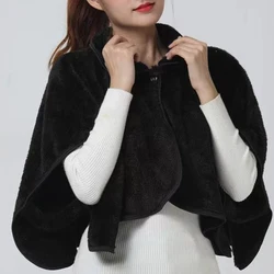 Women Cape Shawl Autumn Winter Loungewear Ladies Elegant Plush Fluffy Thickened Warm Overcoat Shawl Scarf Gray Cloaks Tops