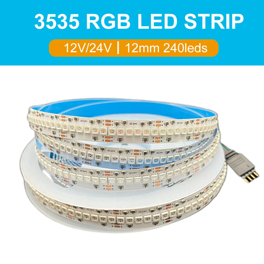 5m DC12V 24V RGB Led Strip SMD 3535 5mm/8mm/12mm High Density 120/168/240leds Color Changeable Flexible RGB LED Tape IP30 IP67
