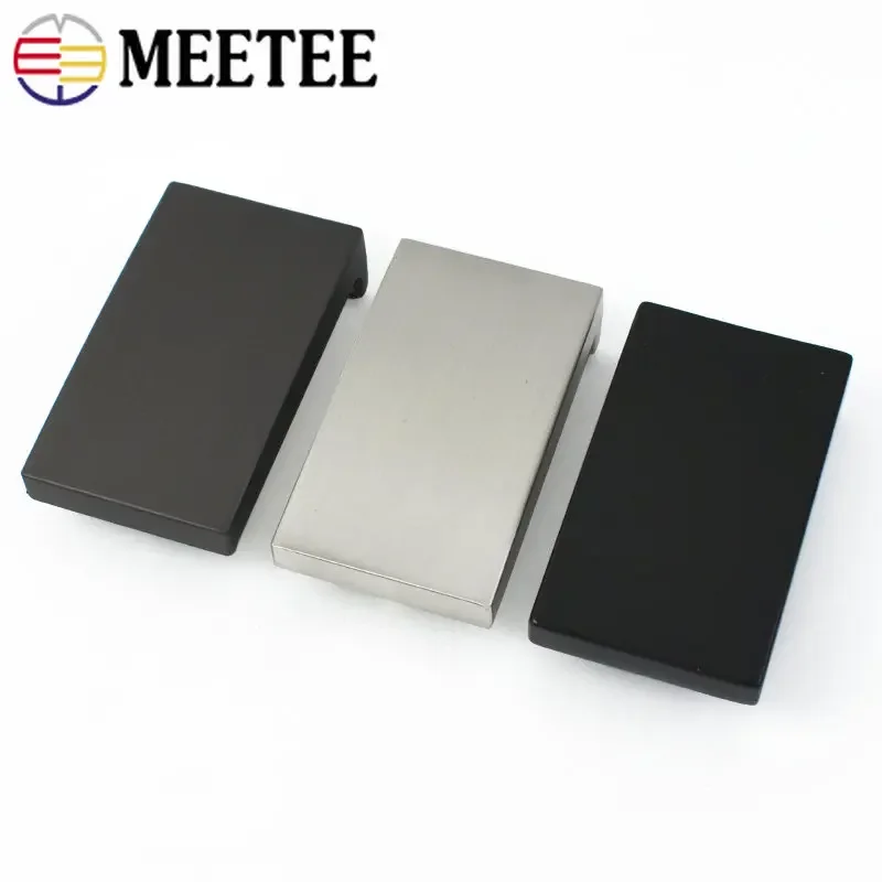 Meetee 1pc/2pcs 30mm Men\'s Metal Belt Buckles Alloy Smooth Buckle Clip-on Trousers Belts Head DIY Leather Crafts Replacement