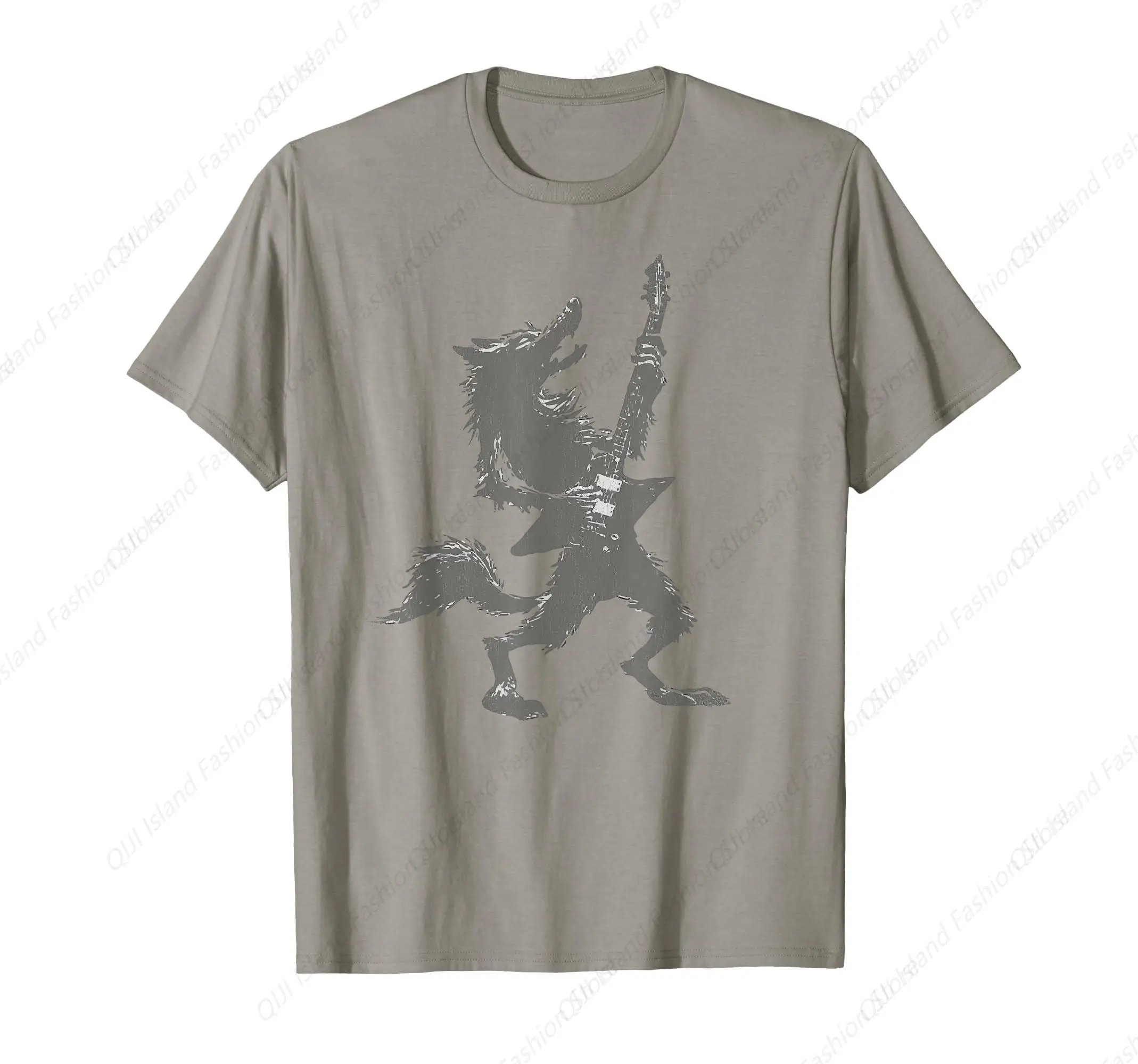 

Grey Rock Wolf Guitarist Shredder Lone Gray Wolf Musician T-Shirt