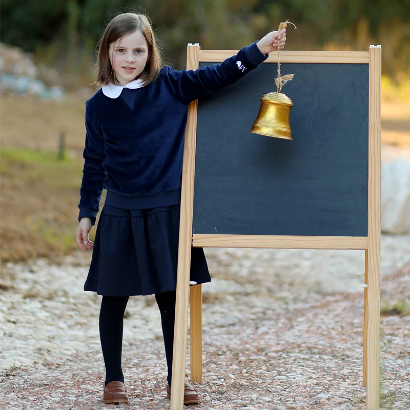 2024 Skirt for girls childhood and top shirt navy pleated skirt for big girl sizes 4-16 years cotton clothing knee-length skirt