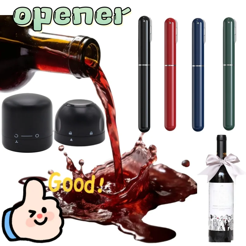 

2-In-1 Safety Air Pump Portable Handheld Pressure Wine Bottle Opener with Stainless Steel Pin and Foil Cutter No Damaging Corks
