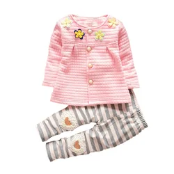 New Spring Autumn Baby Girls Clothes Children Jacket Striped Pants 2Pcs/Set Toddler Casual Cotton Costume Infant Kids Tracksuits