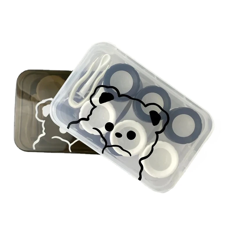 3 Pairs/set Cute Bear Contact Lens Storage Box Portable Travel Case for Makeup Beauty Pupil Box Tweezer Stick Container