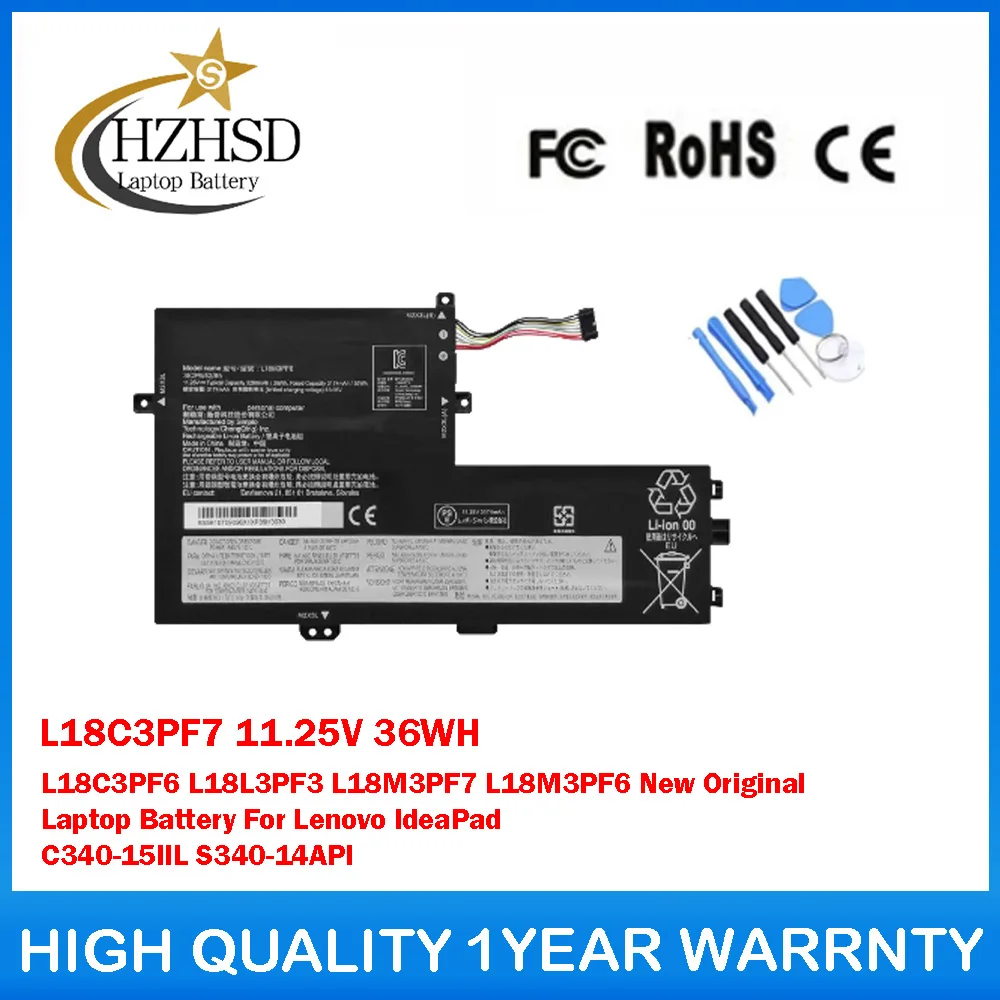 

L18C3PF7 11.25V 36WH L18C3PF6 L18L3PF3 L18M3PF7 L18M3PF6 New Original Laptop Battery For Lenovo IdeaPad C340-15IIL S340-14API