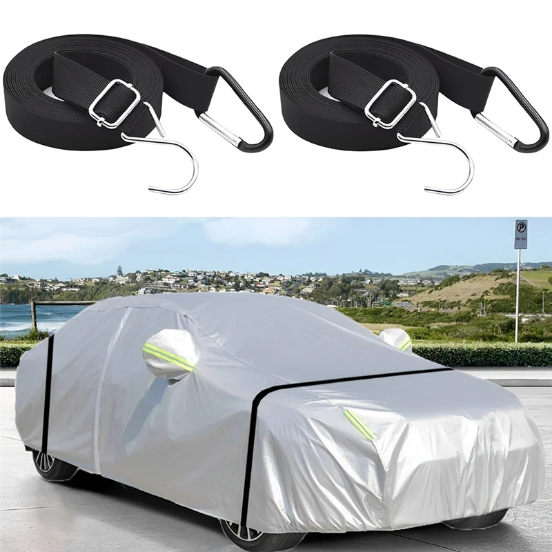 

Highly Recommended 2Pcs Nylon Auto Cover Windproof Strap Adjustable Car Cover Secure Protector Rope