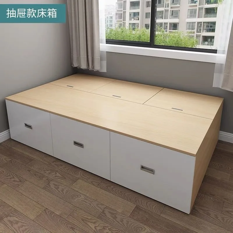 Bedroom Furniture Single Bed Small Unit Tatami Storage Bed Japanese High Box Bed