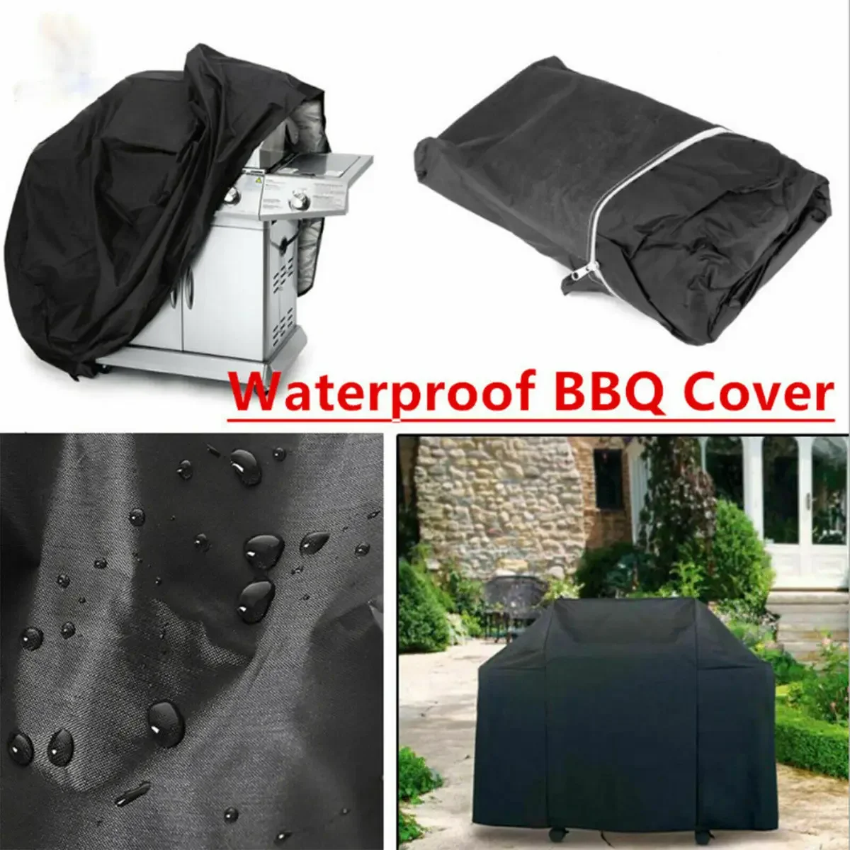 XS-XXXL Heavy Duty Waterproof BBQ Covers Black 210D Oxford Cloth Patio Gas Smoker Grill Barbecue Grill Protector Outdoor Cover