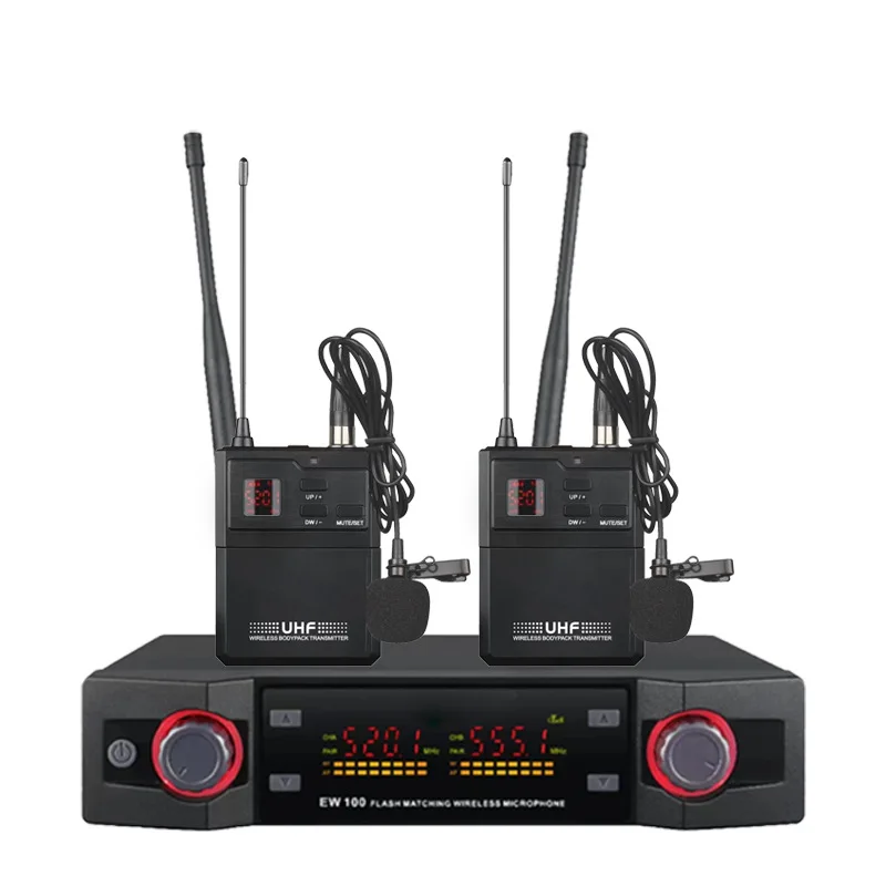 Professional UHF Clip Mic Frequency Adjustable  Wireless Transmitter System For Party Show Stage Wedding