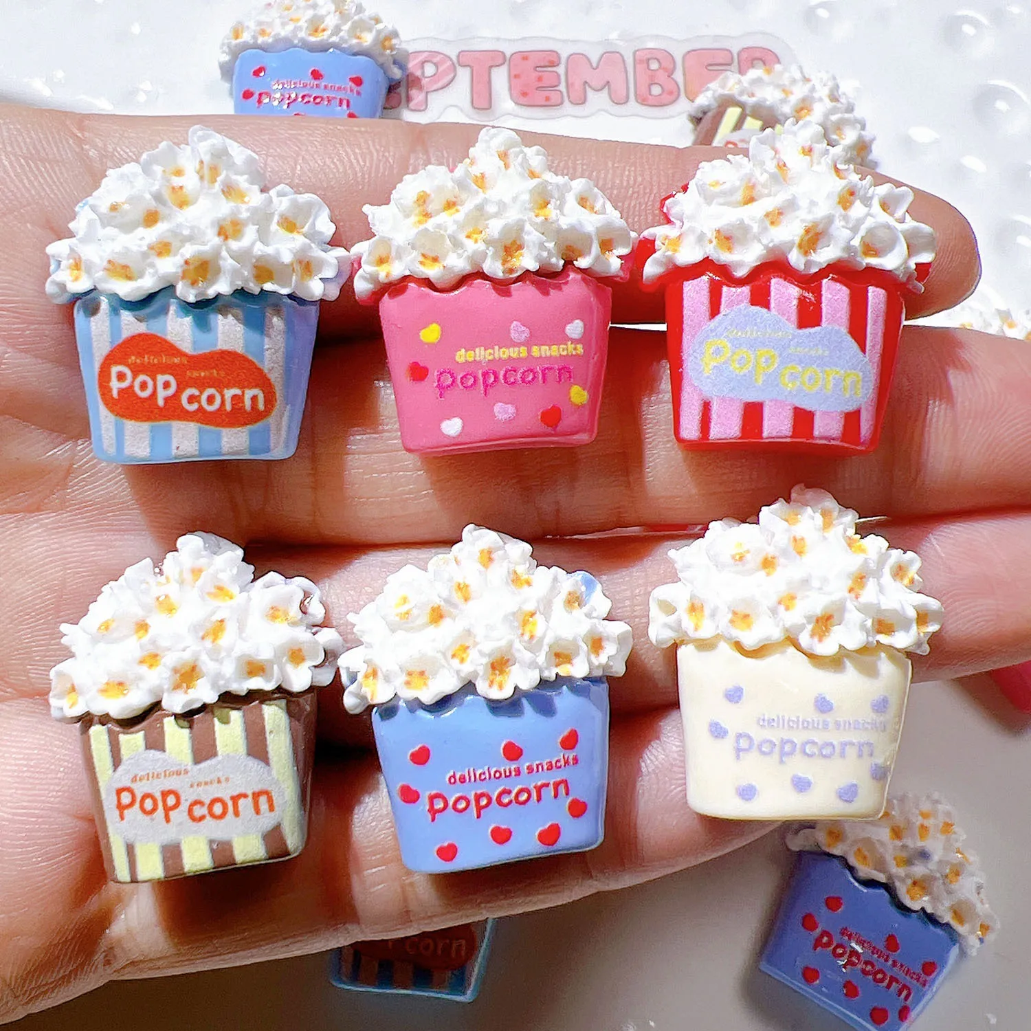 100 pcs simulation Popcorn French fries Resin Crafts Kawaii Cabochon DIY Dollhouse Decoration Accessories
