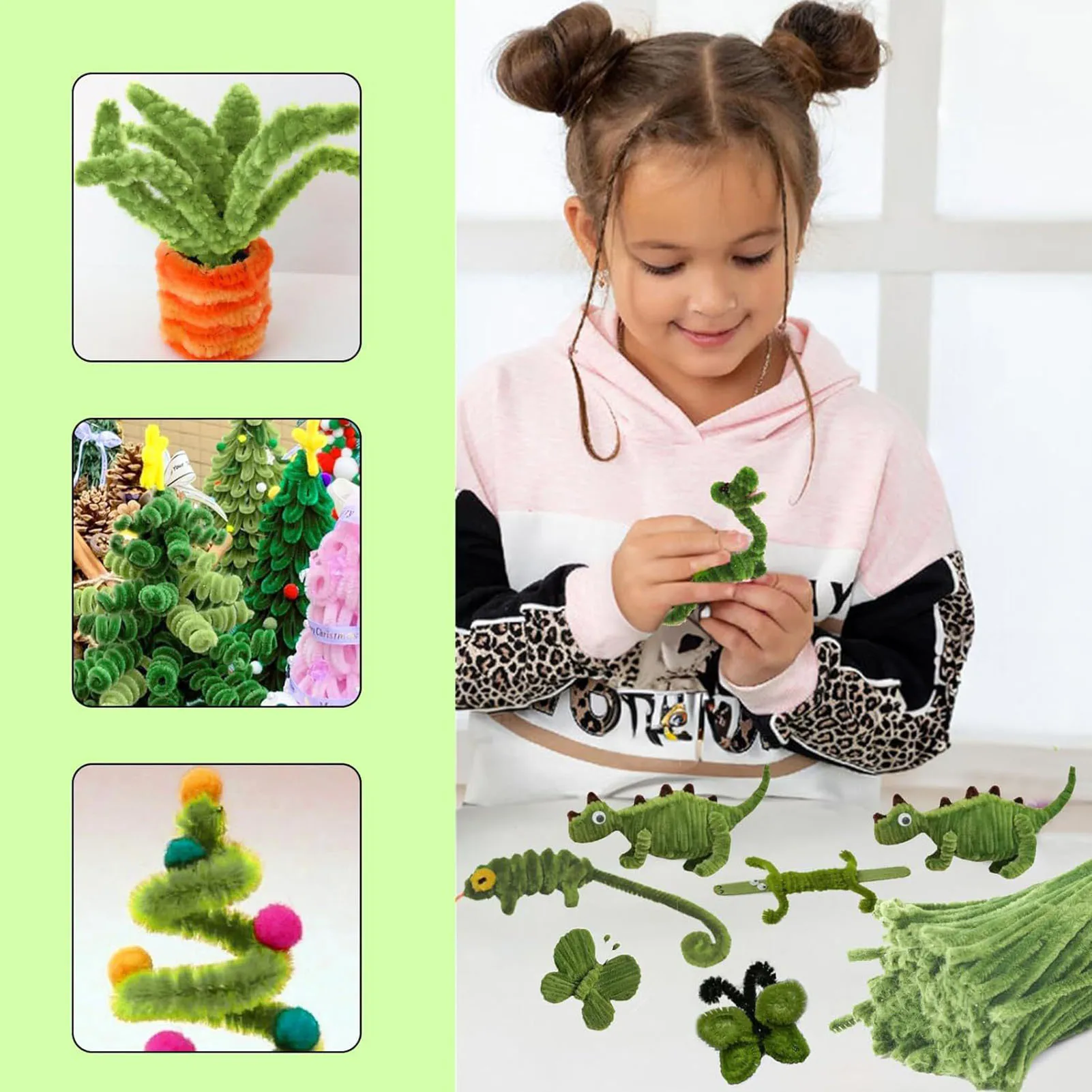 Green steli Twisting Rods Toys piegatura peluche Craft Wire Flower Kit artigianale fai da te per forniture per feste di natale