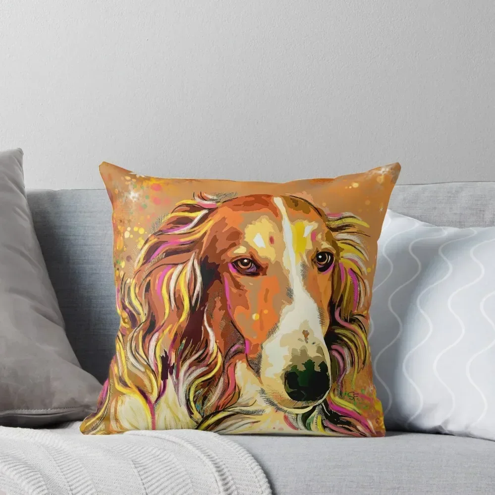 

Borzoi Boris Pop Art - Tan Throw Pillow Luxury Pillow Cover Cushions Home Decor Luxury Sofa Cushions pillow