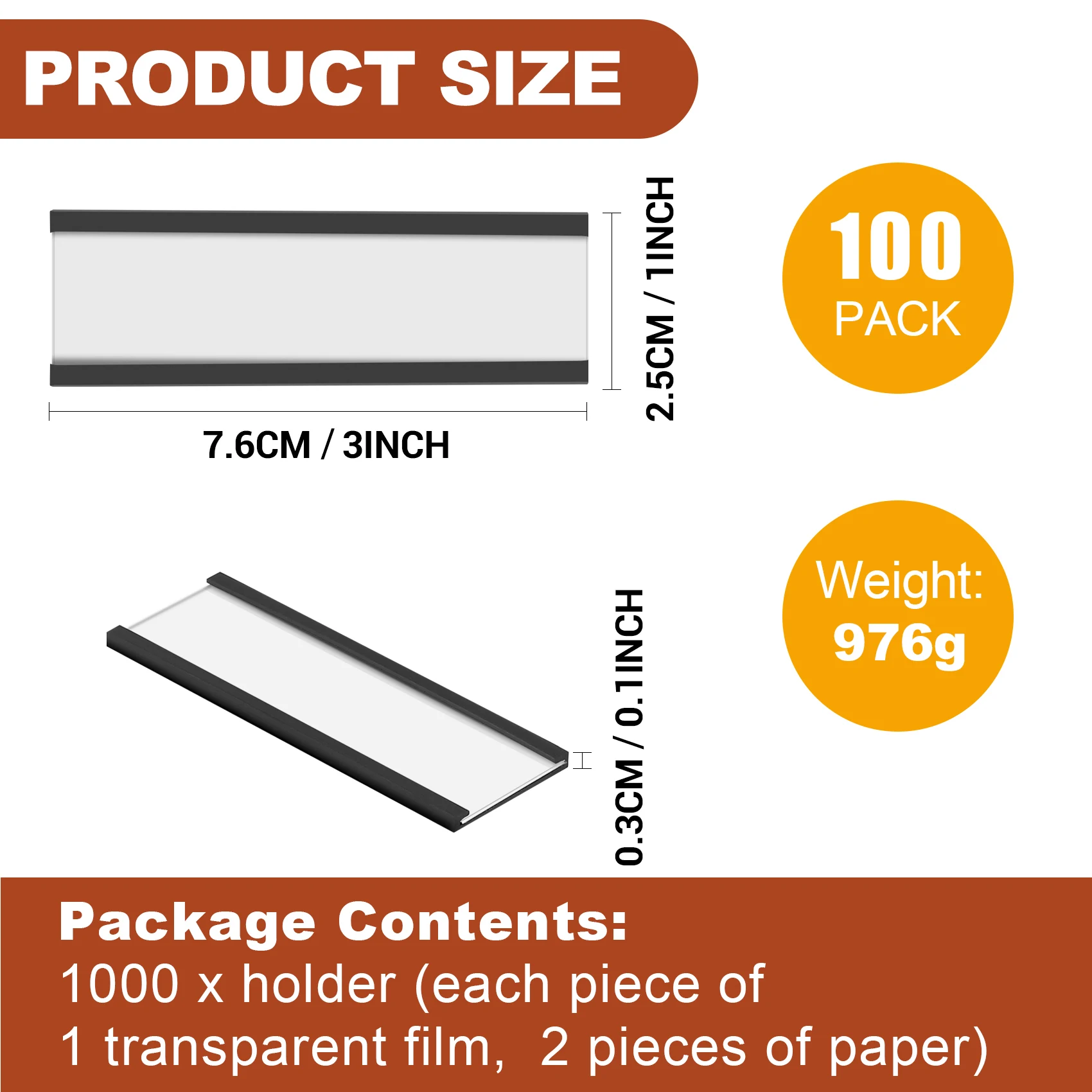 *A* 100 Pack Magnetic Label Holder C Channel Magnetic Labels, Magnetic Data Card Holder with Clear Plastic Protector