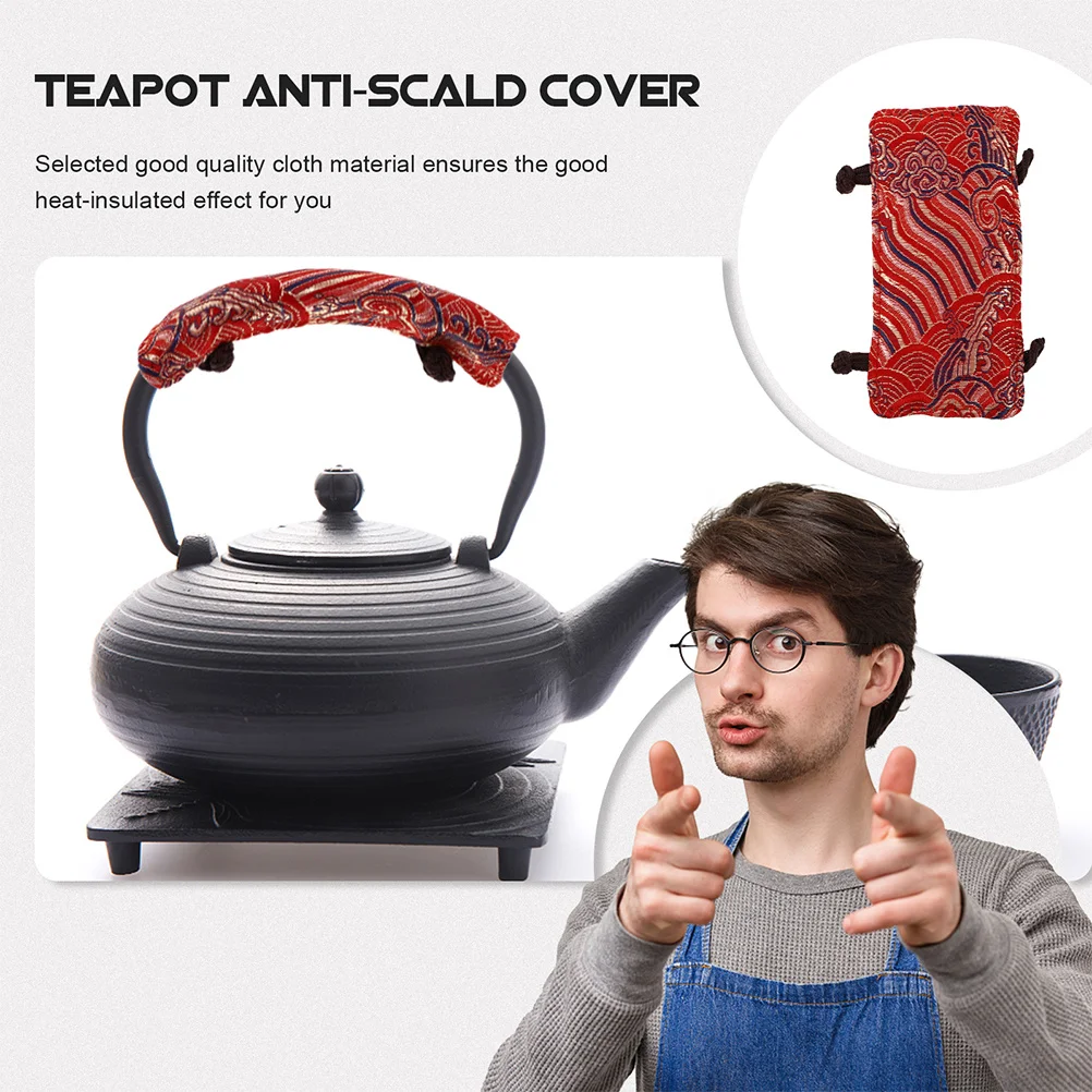 

2Pcs Decorative Teapot Handle Cover Anti-Scald Cloth Heat Resistant Kitchen Accessory with Elegant Pattern Design