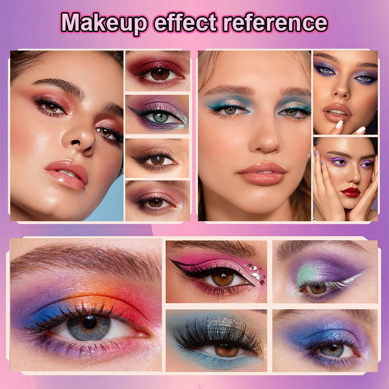 Paleta do makijażu w stylu kreskówkowym: Wielofunkcyjny zestaw do makijażu z brokatowymi i matowymi cieniami do powiek z diamentowymi zdobieniami dla trendsetterów.