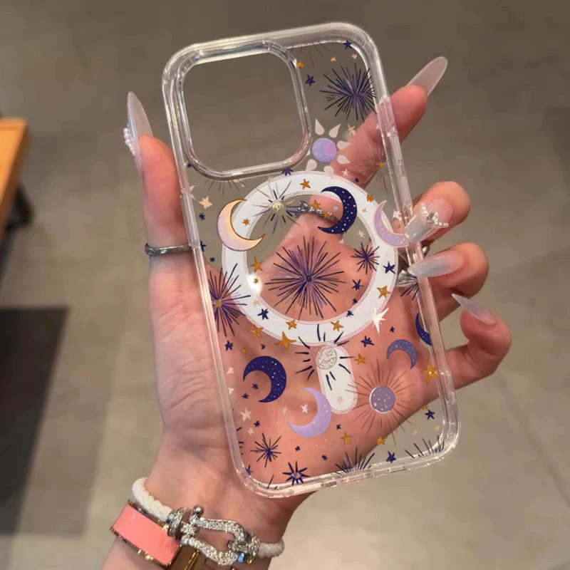 Romantic Sun Moon Stars Phone - Clear Magsafe Case のレビューと価格