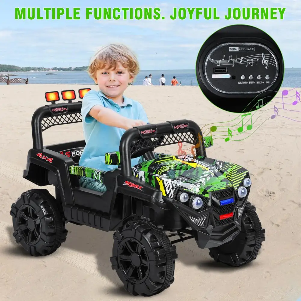 Coche para niños de 12 V, coche de juego Quad ATV de 4 ruedas, coche eléctrico para niños pequeños, velocidad máxima de 1,8 MPH, neumáticos trenzados, mangos de goma