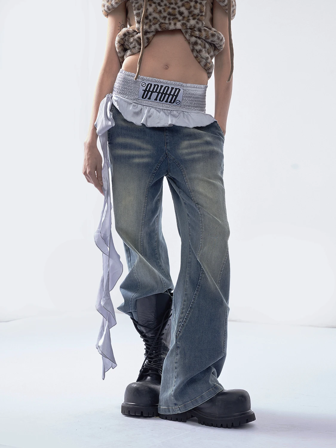 

Широкие джинсы Waed в винтажном стиле Y2K, оригинальный дизайн Emoha, джинсы свободного кроя с элементами боксерского стиля, джинсы из денима для женщин на все сезоны