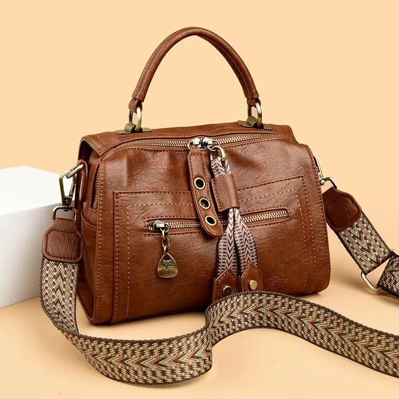 

Leather Handbag Women 2025 New Soft Leather Versatile Large-capacity Boston Package Fashion Pillow Single-shoulder Crossbody Bag