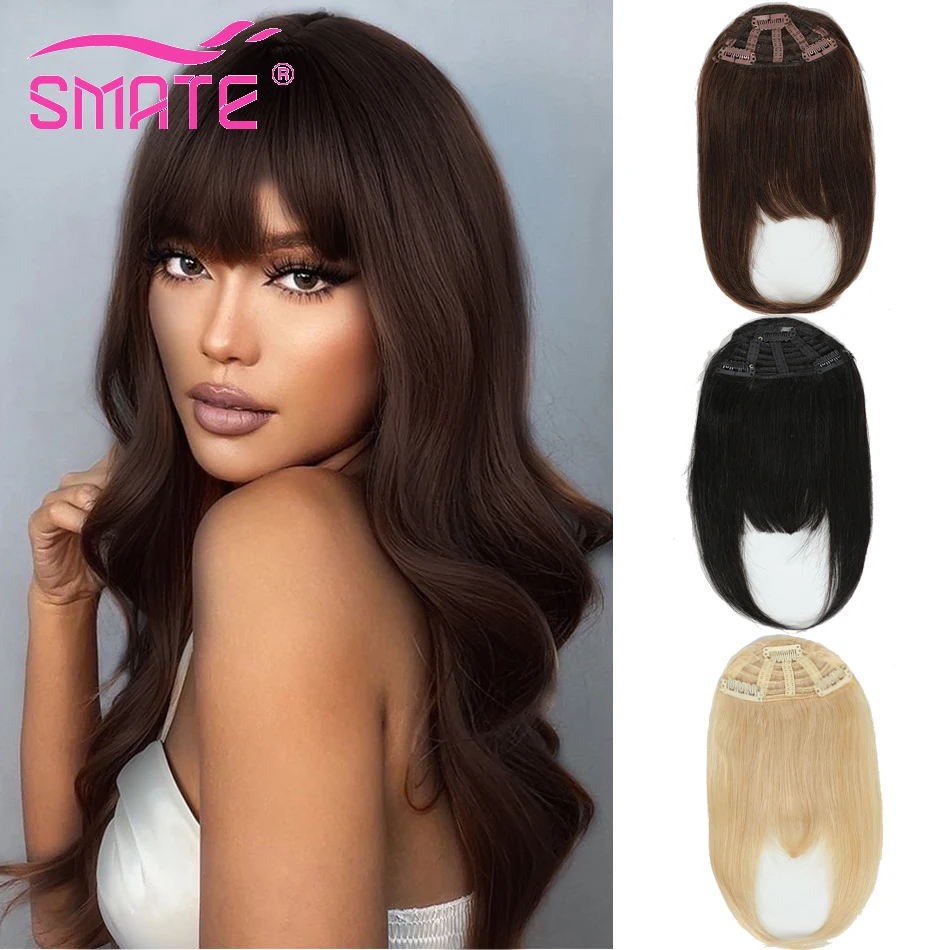 Bangs Human Hair Wig Patch  Hair Volume Increase Natural Fluffy Seamless Wig For  Women's