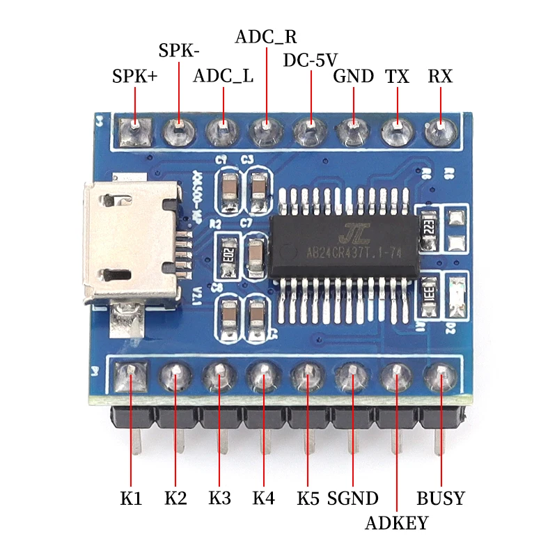 Javino NEW JQ6500 Voice Sound Module USB Replace One to Five Way MP3 Voice Standard JQ6500 Voice Module 16M