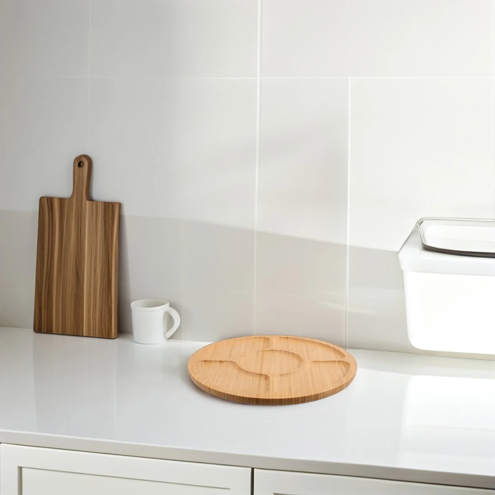 منظم طعام خشبي مستدير أنيق، أقسام متعددة، المقبلات، الوجبات الخفيفة، الخضروات، بوفيه الحفلات، خضروات مسلية قابلة لإعادة الاستخدام