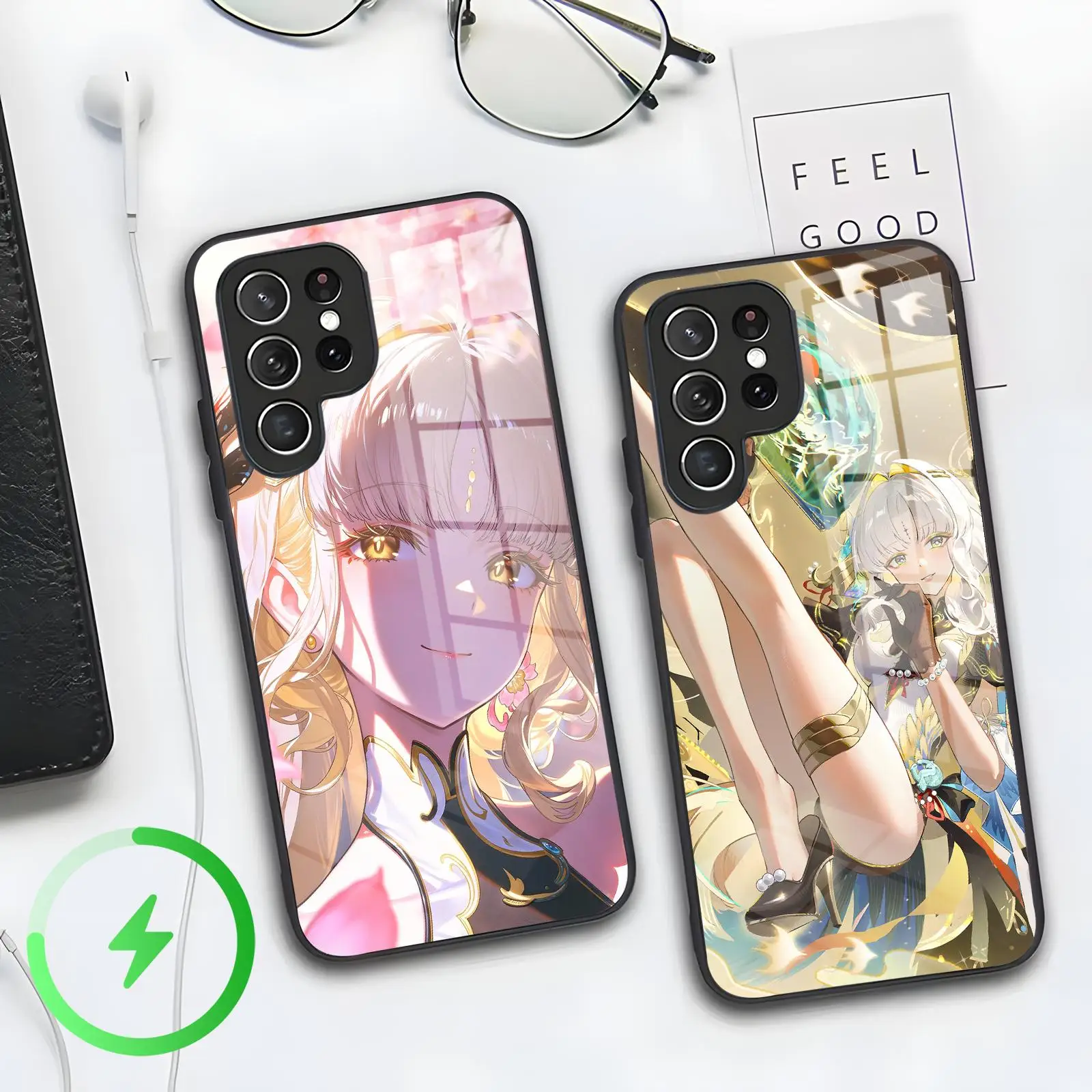 Phone Case For Samsung S26 S25 S24 S23 S22 S21 Plus Ultra Note20 Magnetic Glass Phone Case Wuthering Waves Suisui
