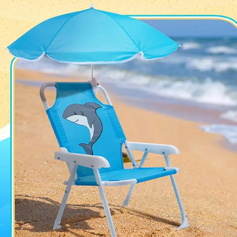 

Child Folding Beach Chair With Umbrella Wind Resistant Sand Seat With Parasol For Outdoor Travel Lawn Garden Sun Lounger