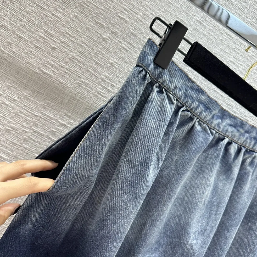 Women's Clothing Gradient washed pleated denim skirt Autumn Winter New  NO.3