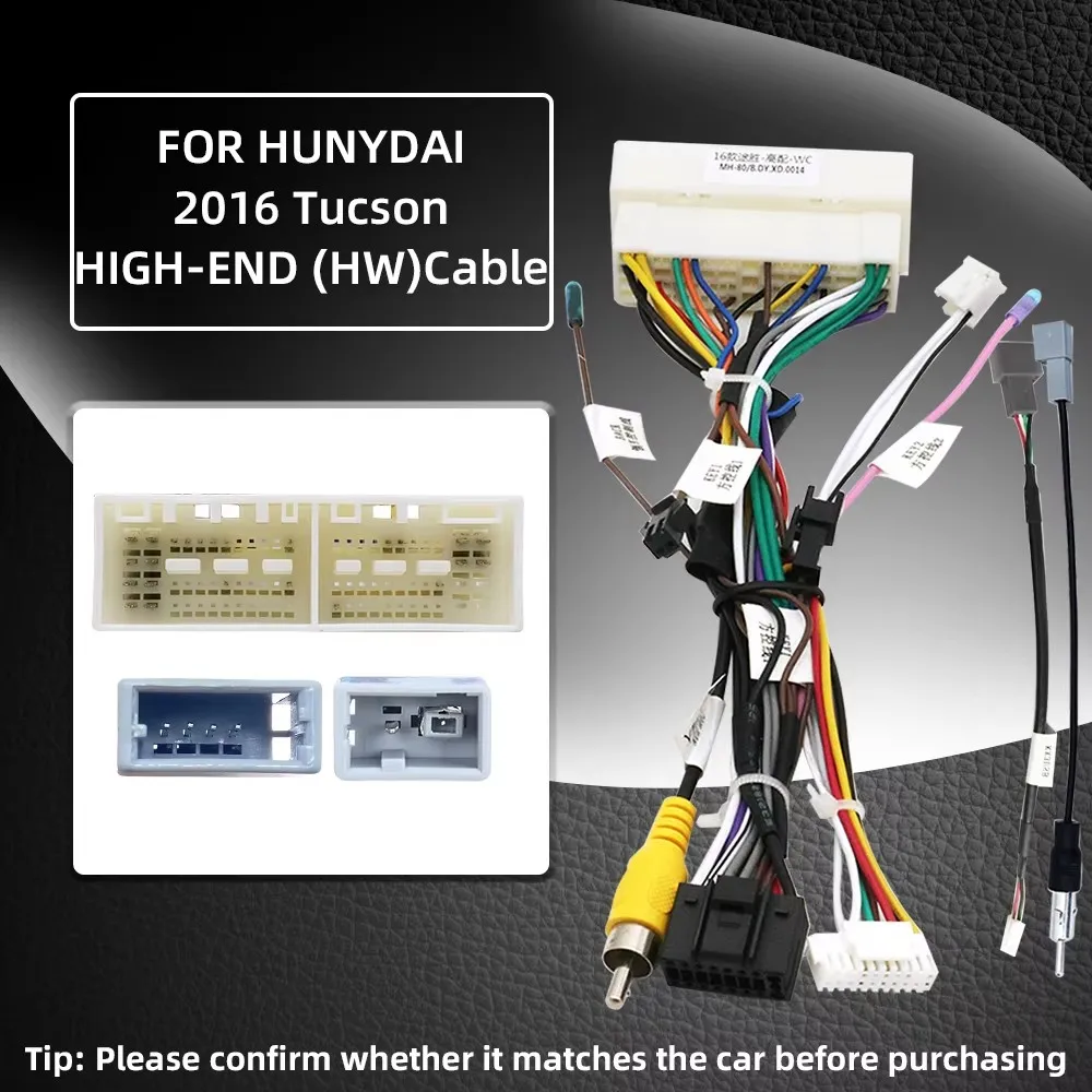 For HYUNDAI KIA Series Cables Car Radio Android Stereo Audio Screen Multimedia Video Player Navigation MP5 16 Pin Harness2