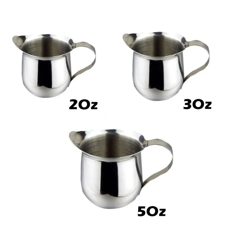 3 Pack Stainless Steel Bell Creamer Espresso Shot Frothing Pitcher Cup Latte Art Espresso Measure Cup( 2/3/5 Oz)