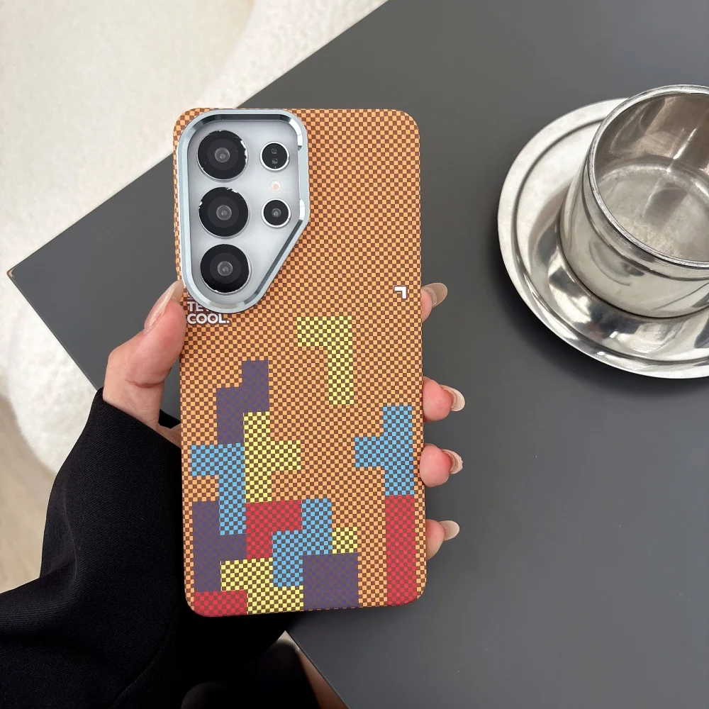 Stylish Kevlar Carbon Fibre Pattern Colorful Magnetic Phone Case for Samsung S26 S25 S24 S23 Ultra for Magsafe Shockproof Cover