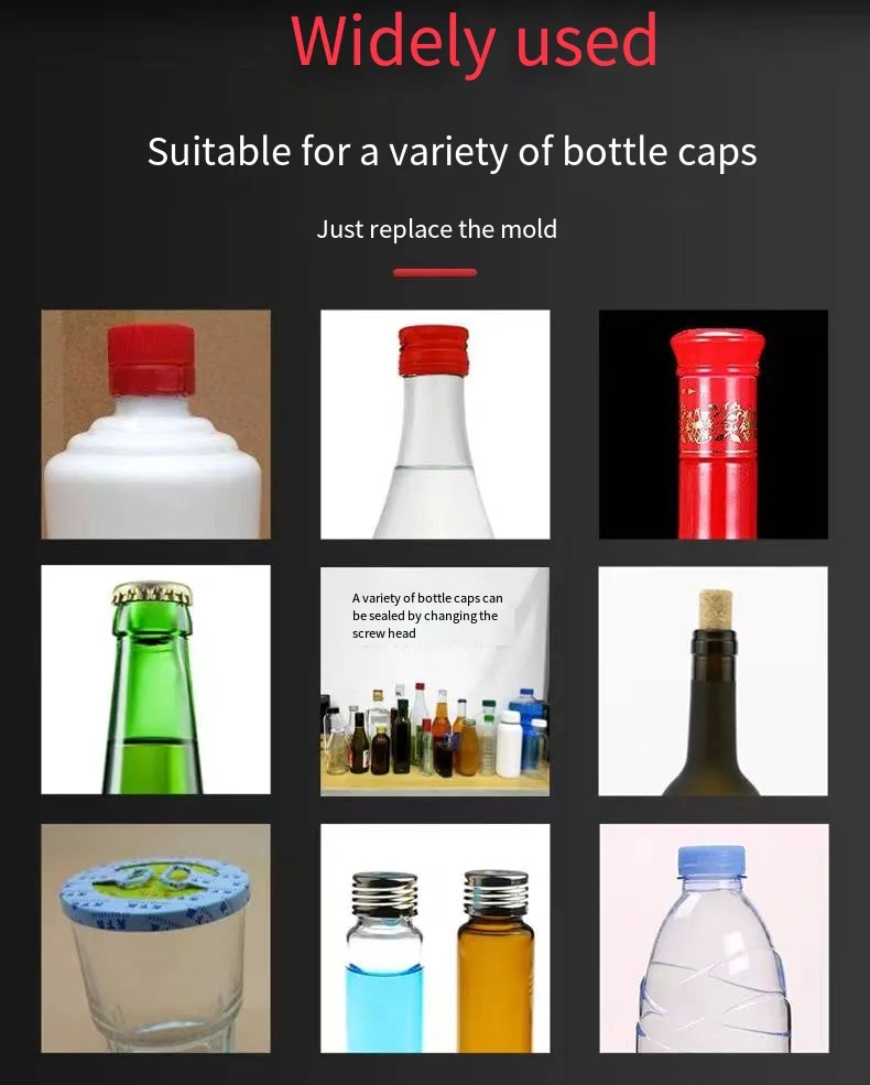 Semi-automatic White Wine Red Wine Juice Sauce Edible Oil Sealing Machine Aluminum Plastic Metal Screw Cap Sealing