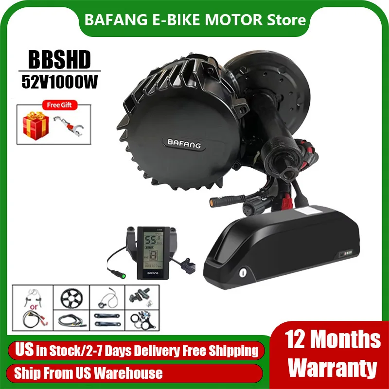 BAFANG BBSHD 1000W 52V Mid Drive Motor Bicycle Electric Bike Conversion Kit with 52V 20AH Battery for E-bike