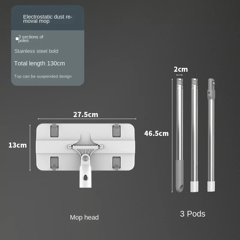 1PCS Electrostatic Dust Mop for Home Use, Hands-Free, Disposable Paper Mop, One-Pass Cleaning, Lazy Person's Floor Mop with Clip view 6
