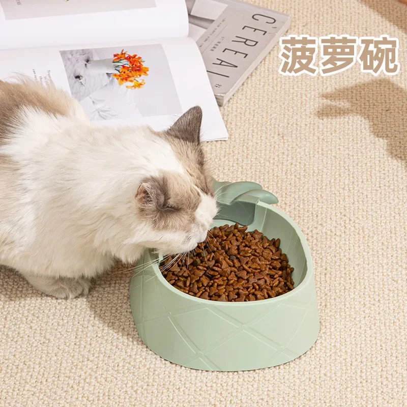 Cat Bowl Cute Pineapple Non-slip Small Dog Bowl Neck Protector Pet Food Water Bowl Anti-tip Pet Feeding Dessert Snack Dish Plate