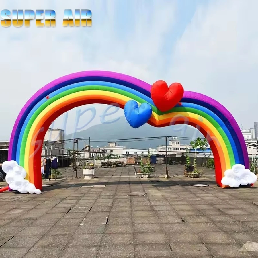 Arco inflable al aire libre vibrante del globo del arco iris para la publicidad, hermoso arco colorido inflable