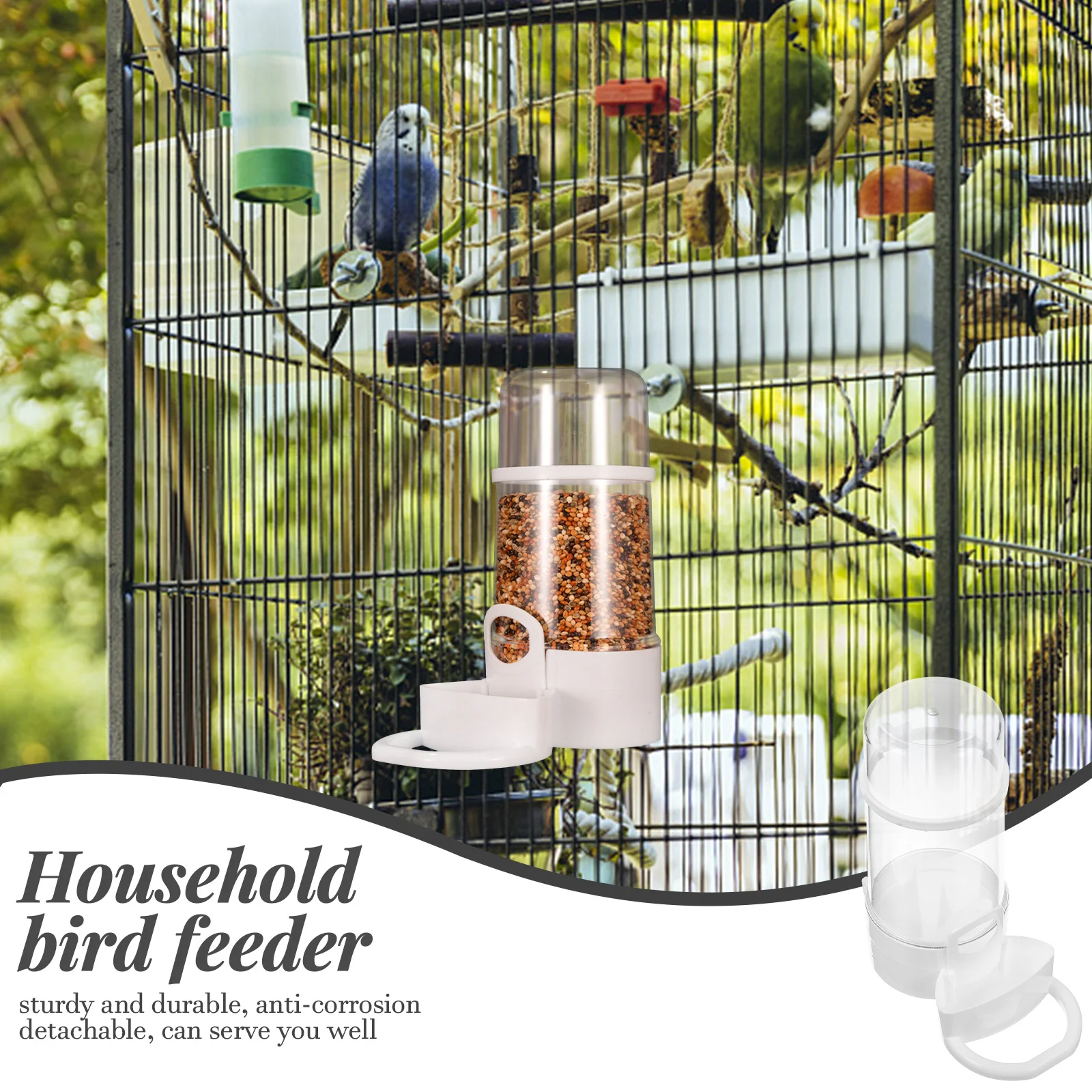 

2pcs Automatic Pet Feeder For Birds Durable No Leakage Multi-Function Bird Waterer Hanging Bird Feeder Household Parrot Supply