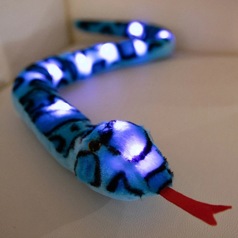 100cm Luminous Light Up Led Snake Plush Stuffed Animal Toy Colorful Glowing Christmas Scary Halloween Gift For Boyfriend