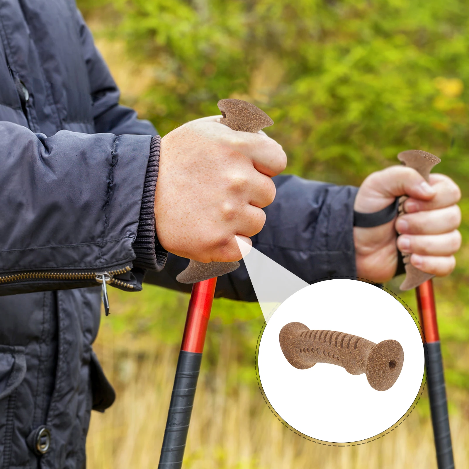 

Cork Handle Hiking Pole Grip Replacement Trekking Walking Stick Ski Climbing Elder Soft Wood Durable Outdoor Tool