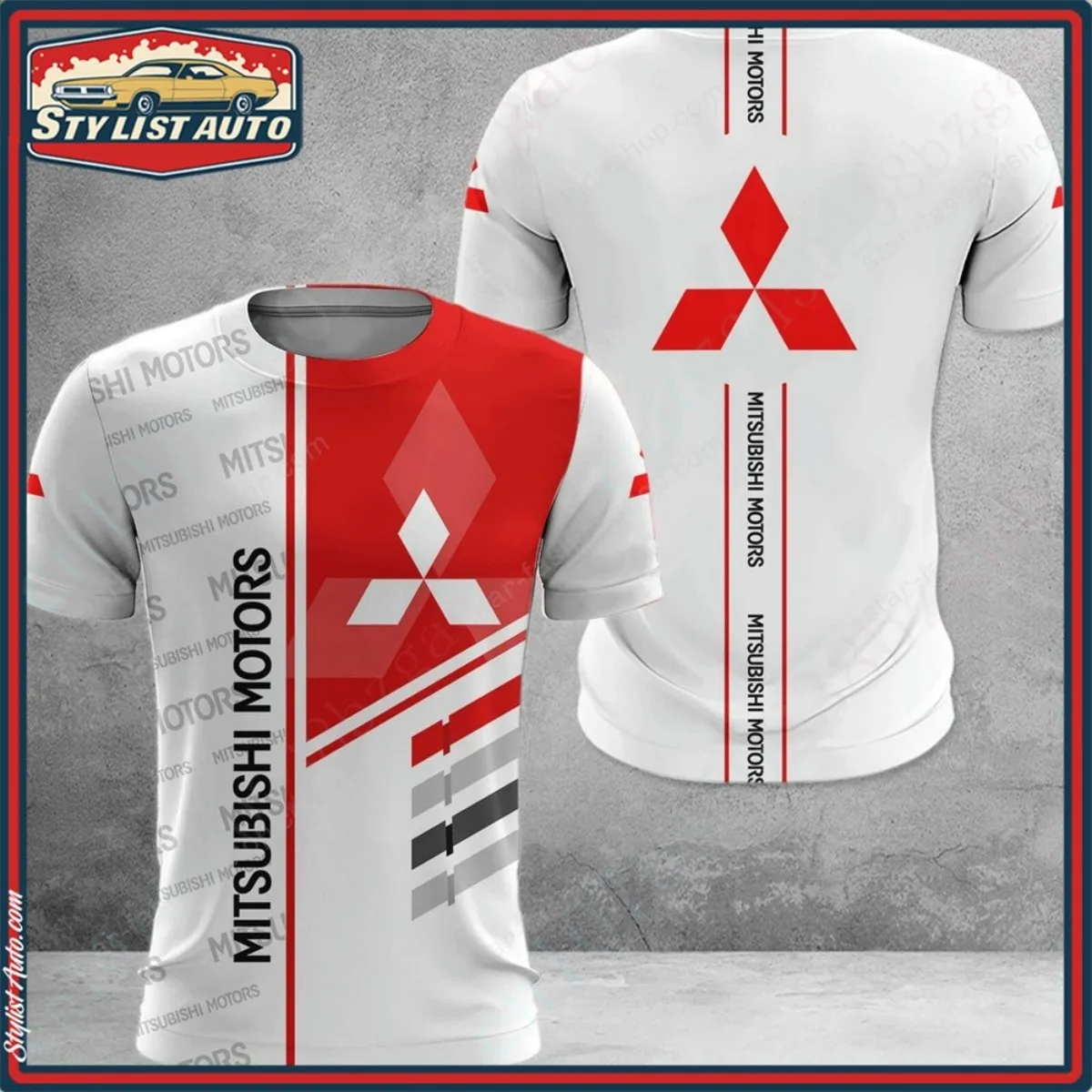 Mitsubishi unisex T-shirt, anime-style loose-fitting casual T-shirt, Harajuku street style quick-drying short-sleeved top.