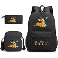 3 pezzi Disney Bambi adolescente studenti zaini zaini astuccio portamatite borse a tracolla ragazzi ragazze borse da scuola set