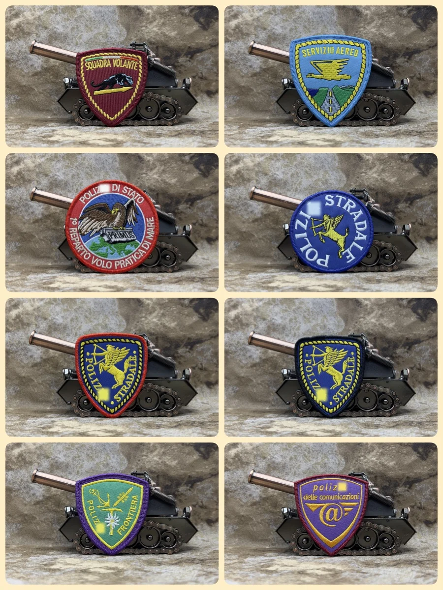 Patchs brodés tactiques PC de l'état italien pour vêtements, sacs à dos, chapeaux, accessoires militaires avec support à crochet ou à coudre
